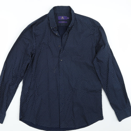 NEXT Mens Blue Polka Dot   Button-Up Size 17