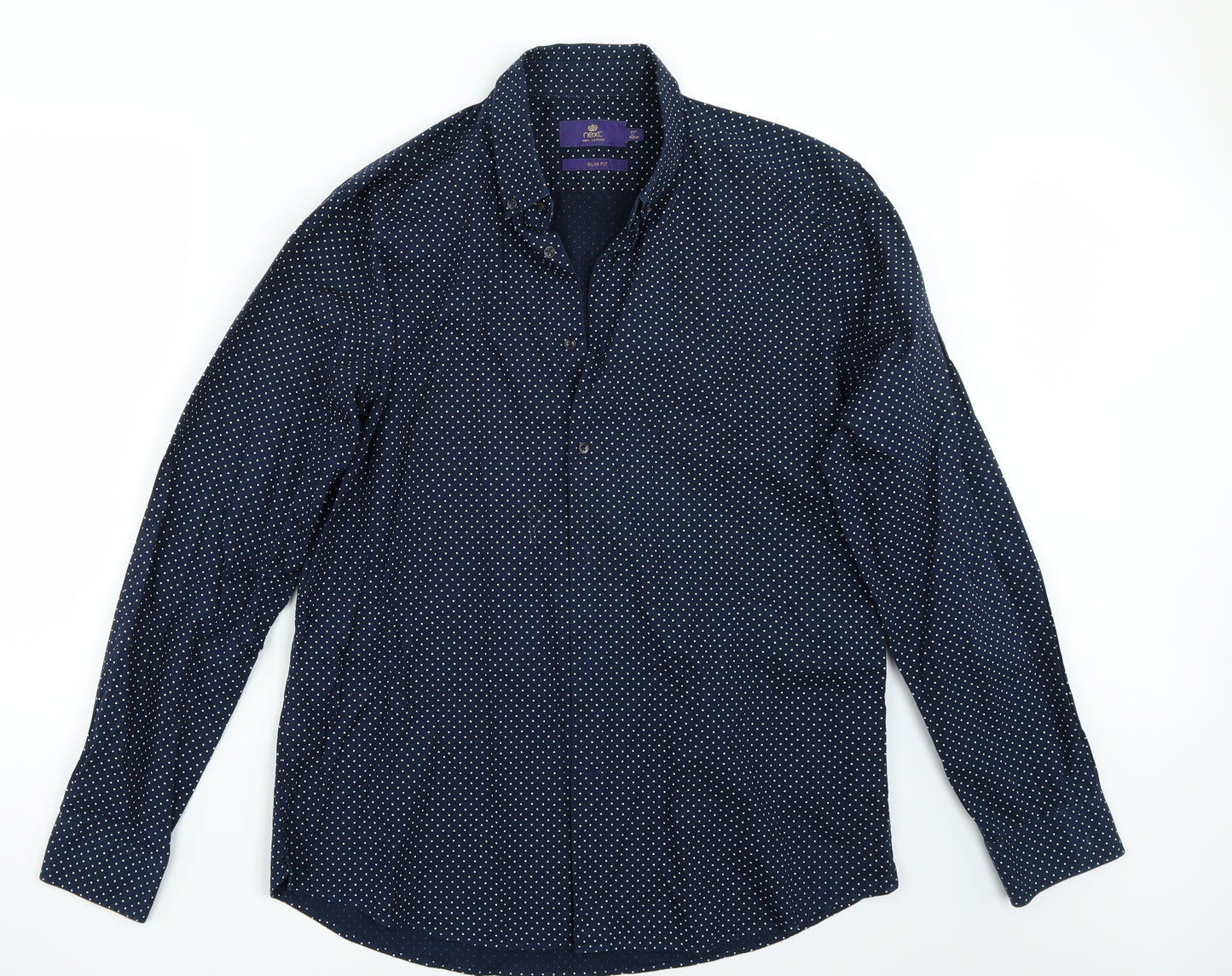 NEXT Mens Blue Polka Dot   Button-Up Size 17