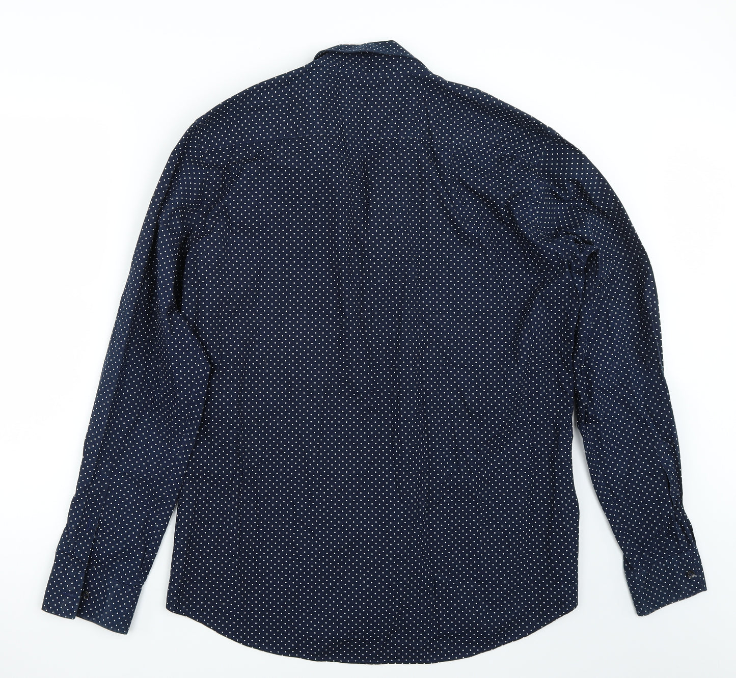 NEXT Mens Blue Polka Dot   Button-Up Size 17