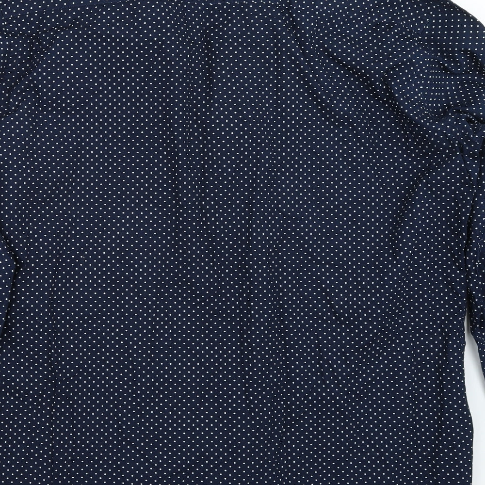 NEXT Mens Blue Polka Dot   Button-Up Size 17