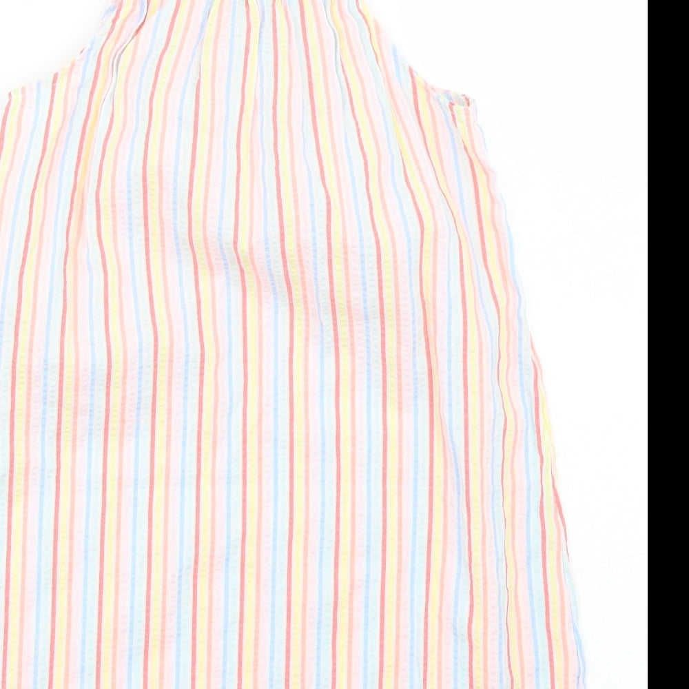 H&M Girls White Striped  Basic Blouse Size 7-8 Years