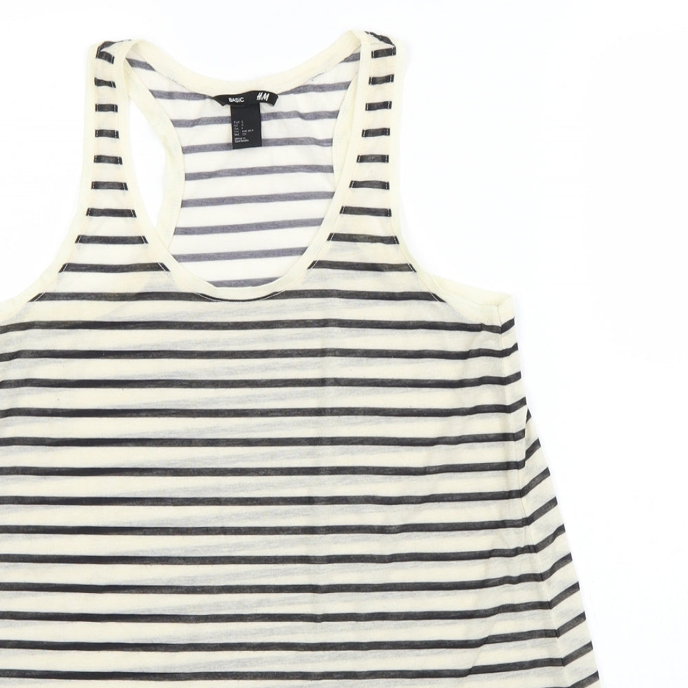 H&M Womens White Striped  Basic Tank Size S