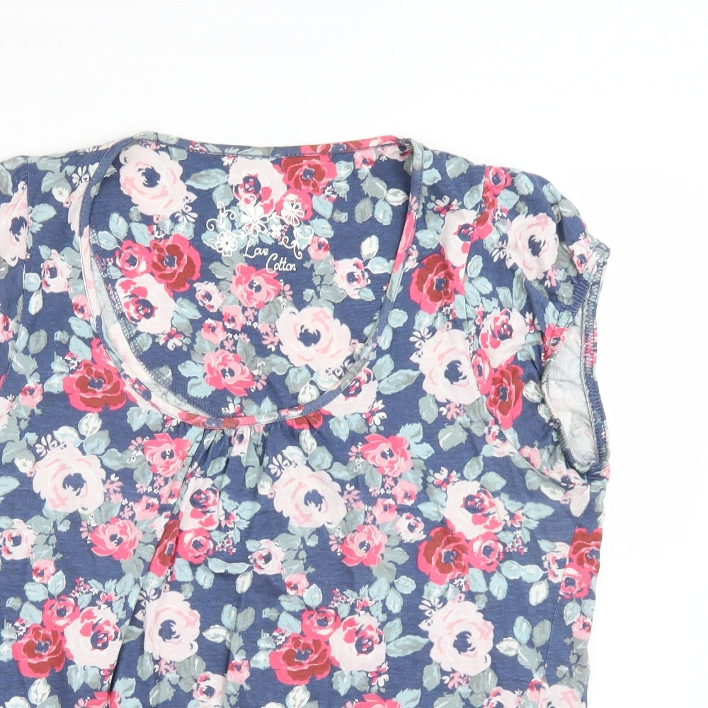 BHS Womens Blue Floral  Basic T-Shirt Size 12