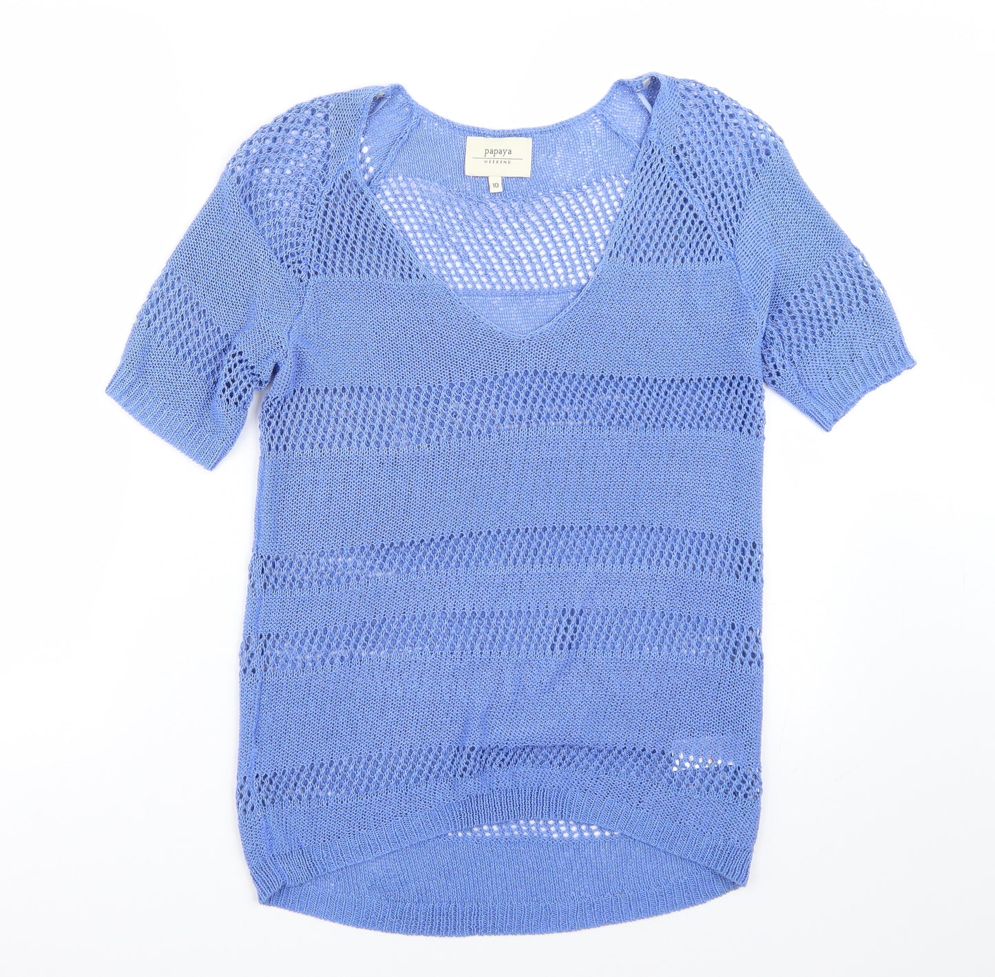 Papaya Womens Blue   Basic T-Shirt Size 10