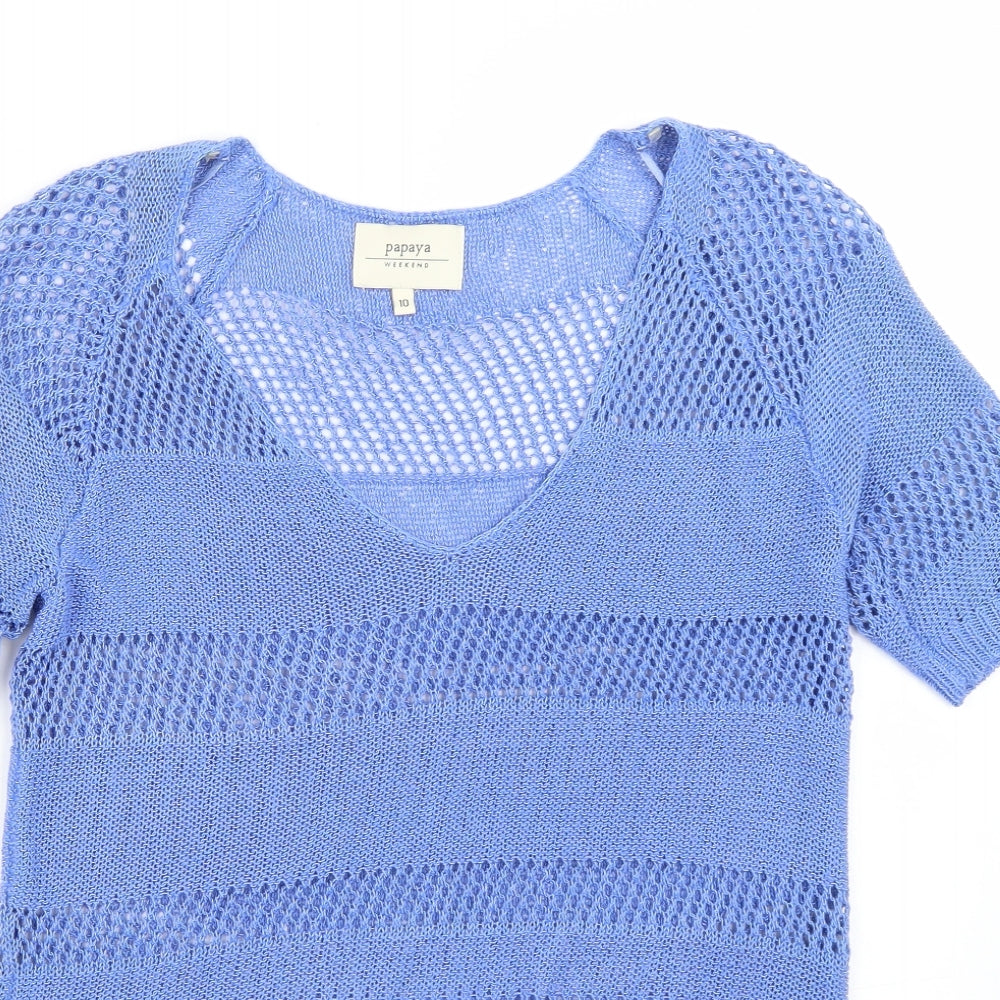 Papaya Womens Blue   Basic T-Shirt Size 10