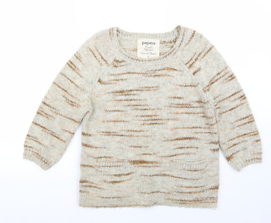 Front view of Papaya women’s beige jumper, size UK 12