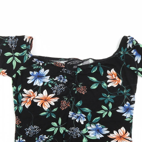 Dorothy Perkins Womens Black Floral  Basic T-Shirt Size 12
