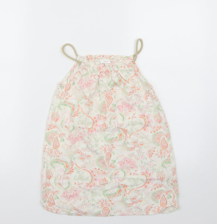NEXT Girls White Floral Basic T-Shirt Size 6 Years