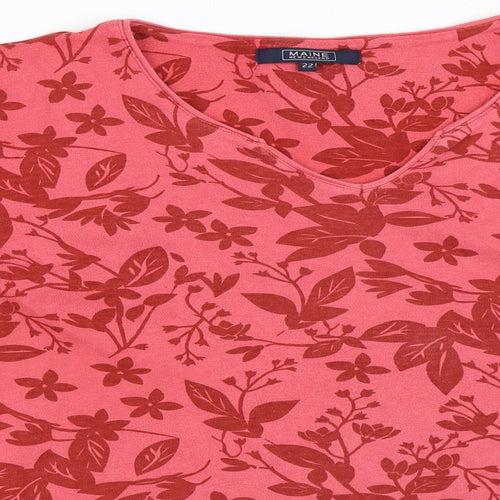 Maine New England Womens Red   Basic T-Shirt Size 22