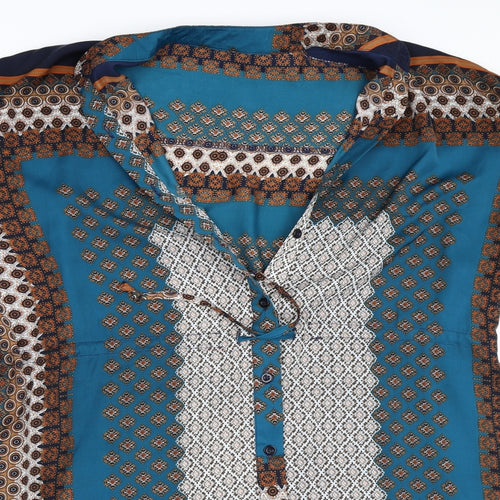Boohoo Womens Blue Geometric  Shirt Dress  Size 8