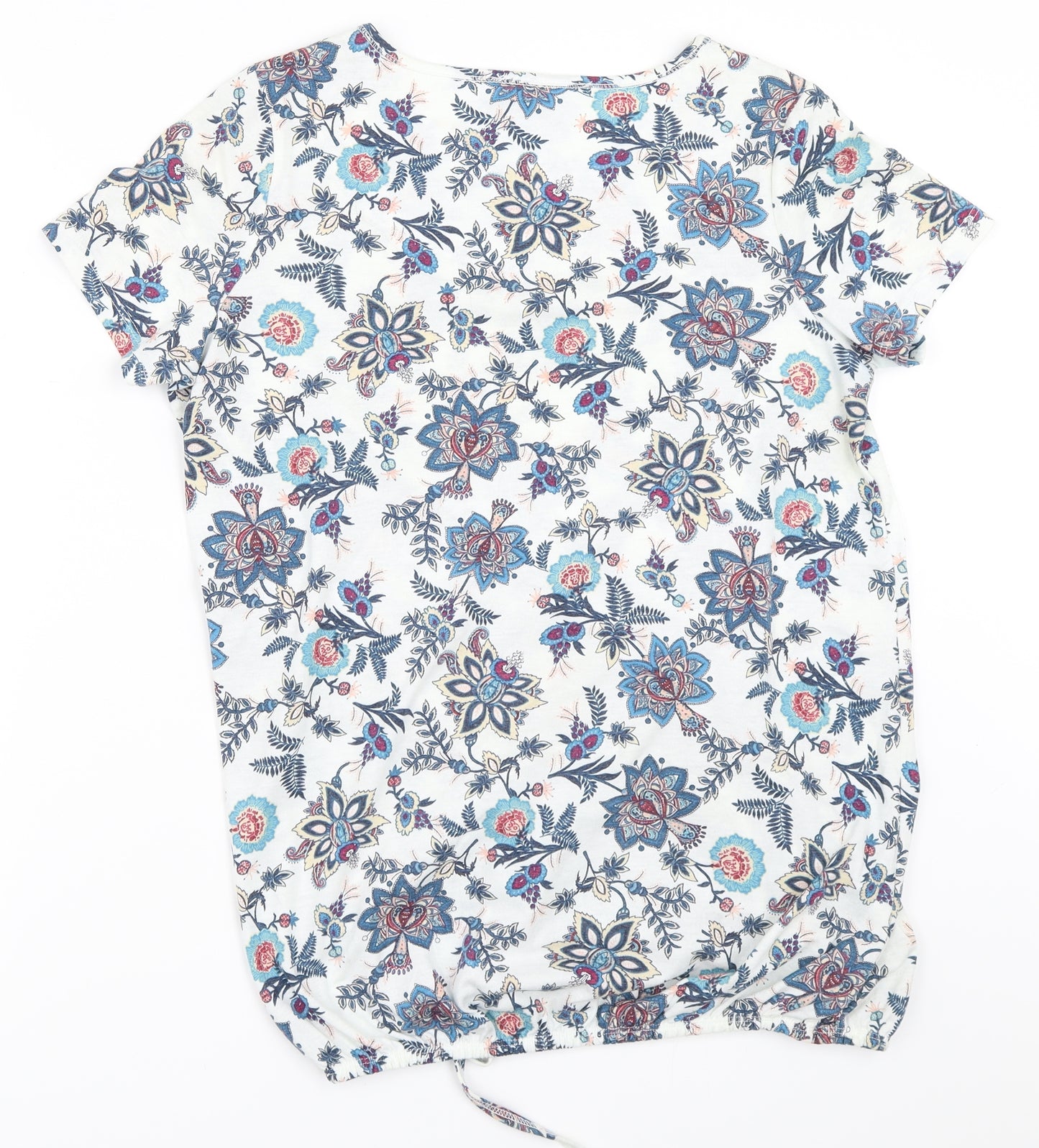 George Womens Ivory Floral  Basic T-Shirt Size 10