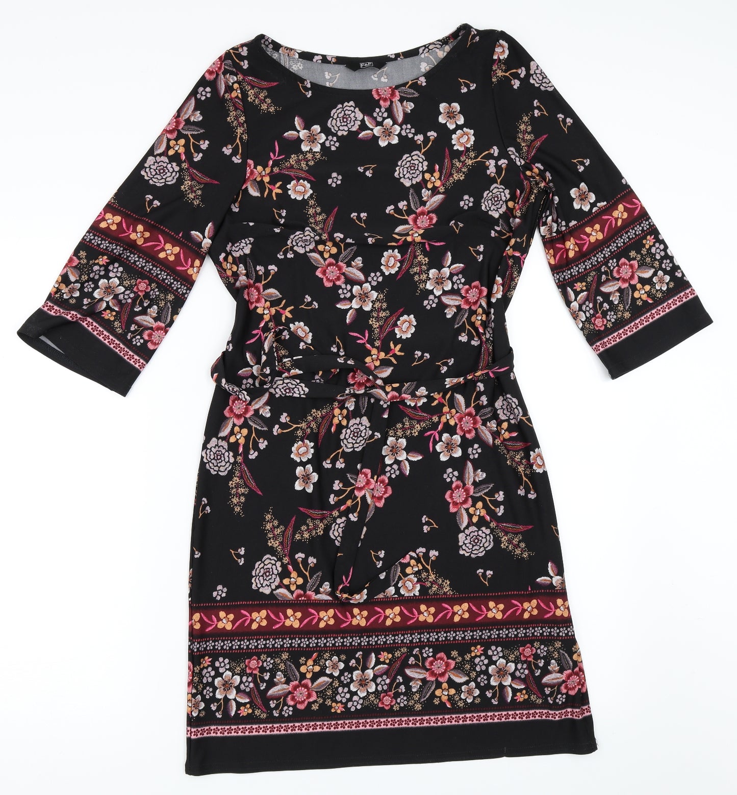 F&F Womens Black Floral  Shift  Size 10