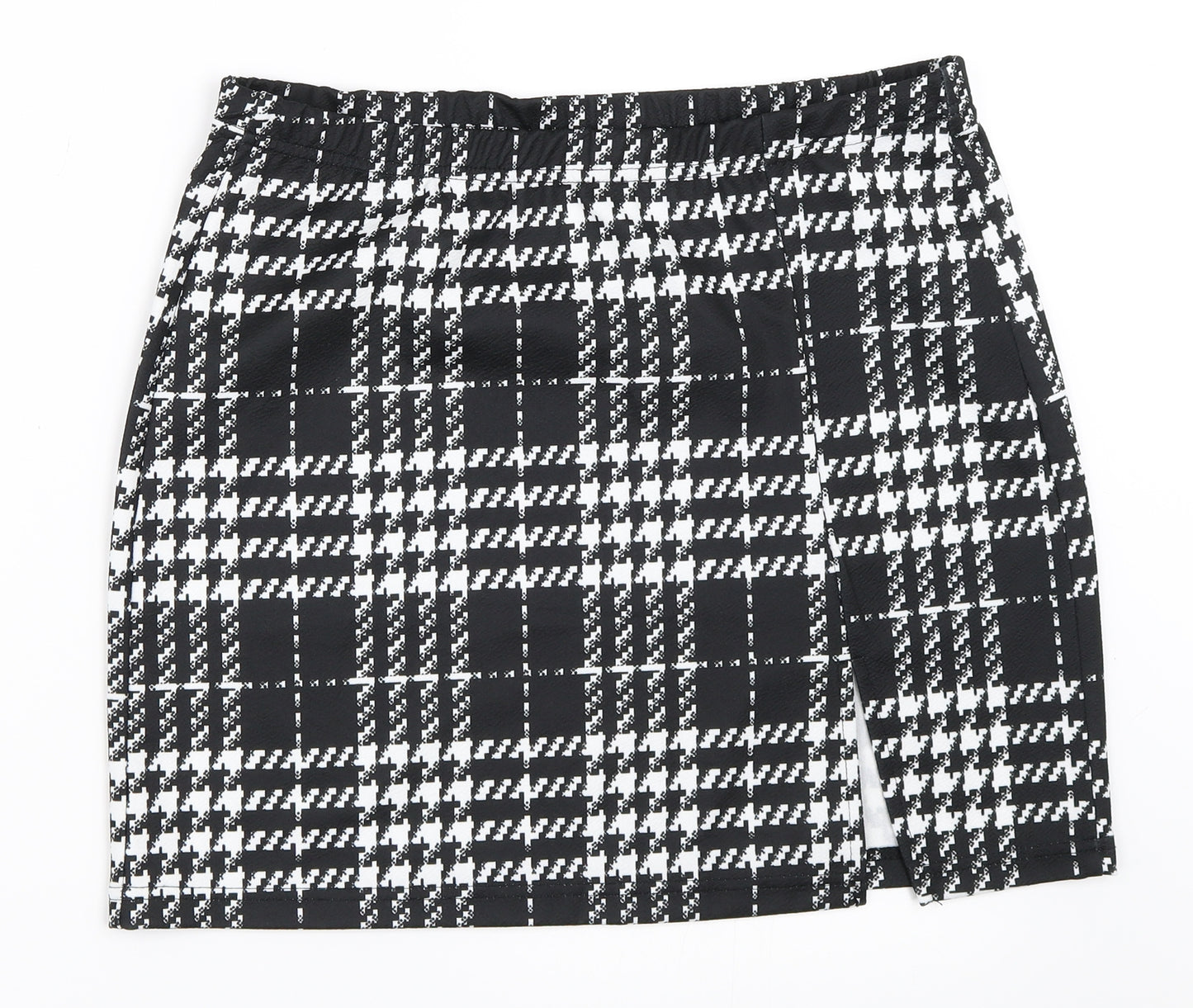SheIn Womens Black Houndstooth  Mini Skirt Size L