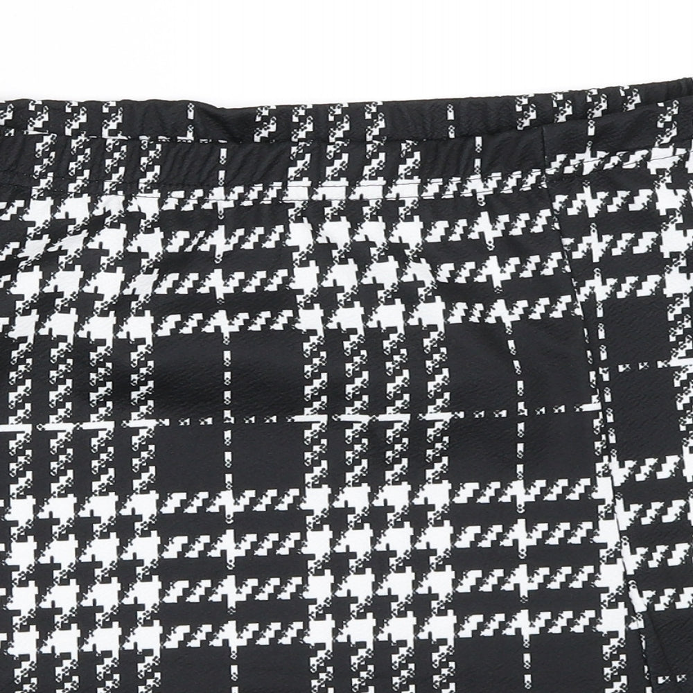 SheIn Womens Black Houndstooth  Mini Skirt Size L