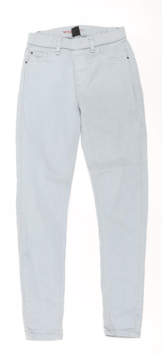 Front view of Red Tag girls’ grey skinny jeans, size 9-10, years