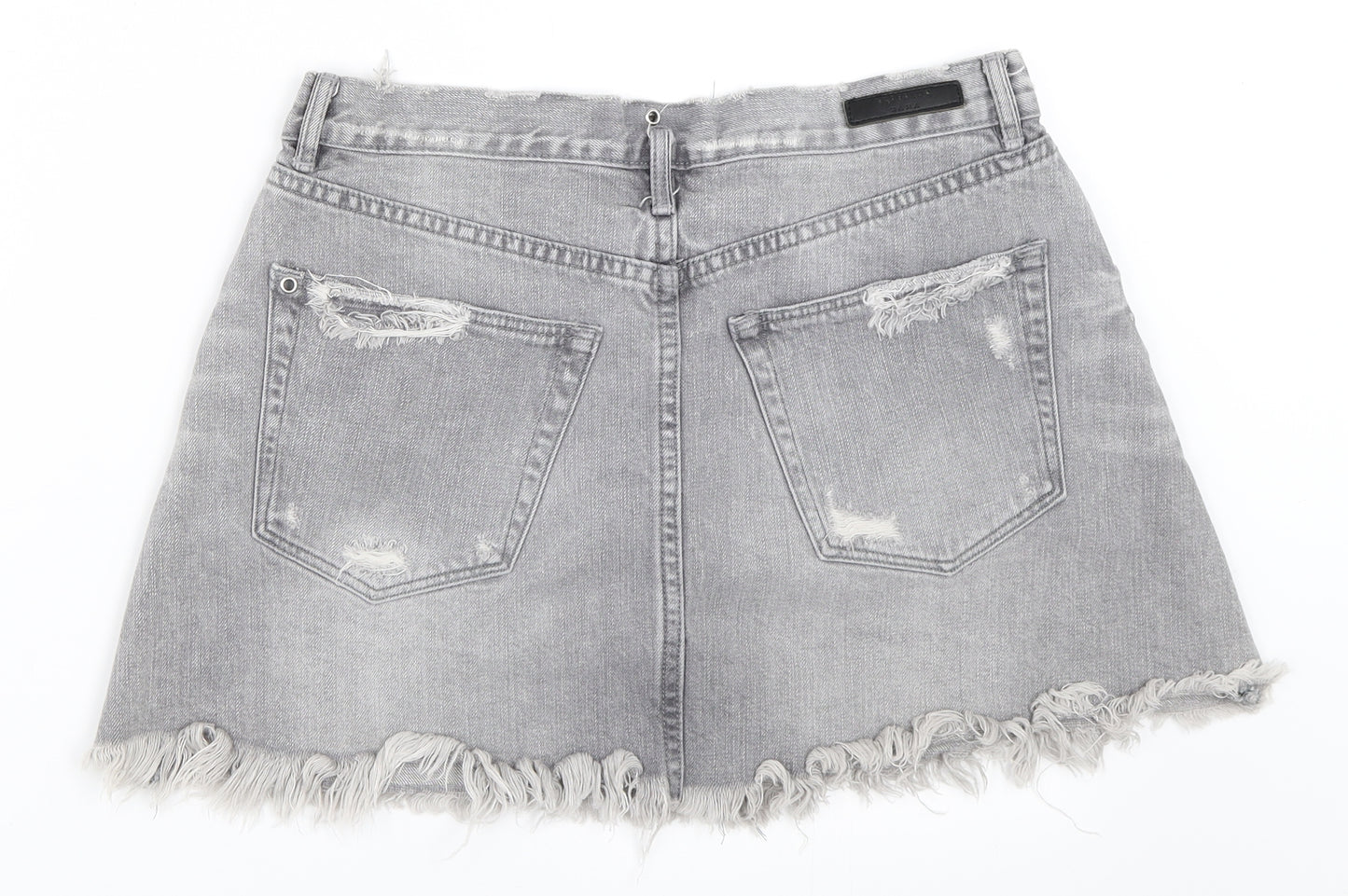 Zara Womens Grey  Denim Mini Skirt Size S