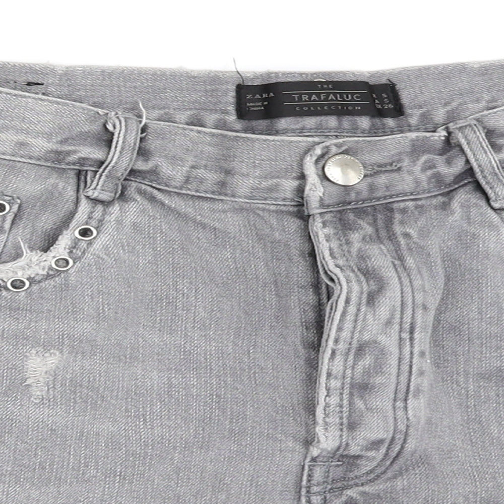Zara Womens Grey  Denim Mini Skirt Size S