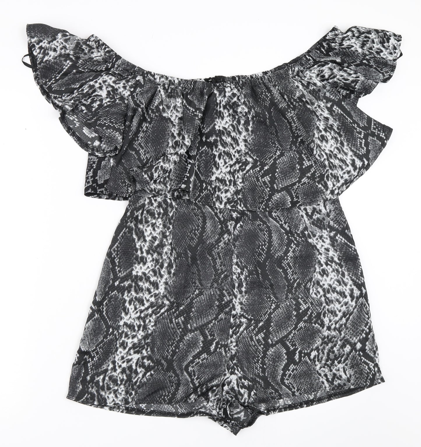 Missguided Womens Grey Animal Print  Playsuit One-Piece Size 12