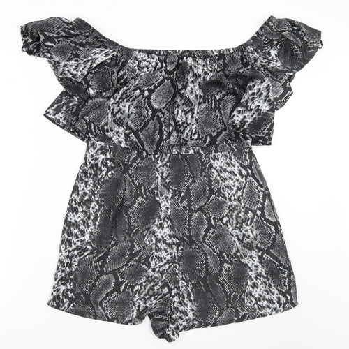 Missguided Womens Grey Animal Print  Playsuit One-Piece Size 12