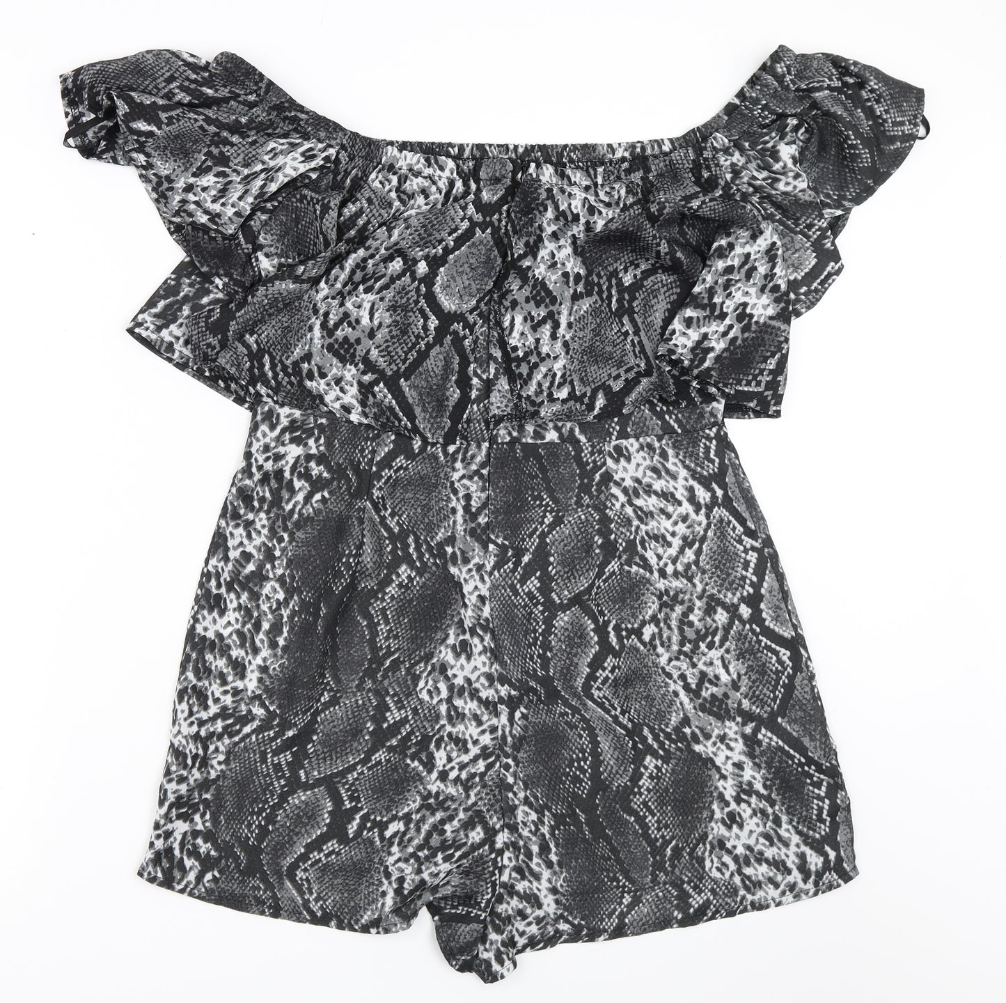 Missguided Womens Grey Animal Print  Playsuit One-Piece Size 12