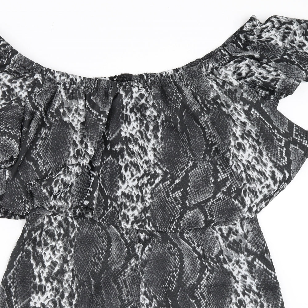 Missguided Womens Grey Animal Print  Playsuit One-Piece Size 12