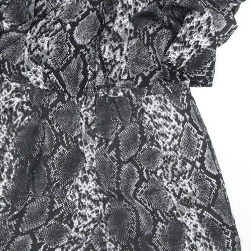Missguided Womens Grey Animal Print  Playsuit One-Piece Size 12