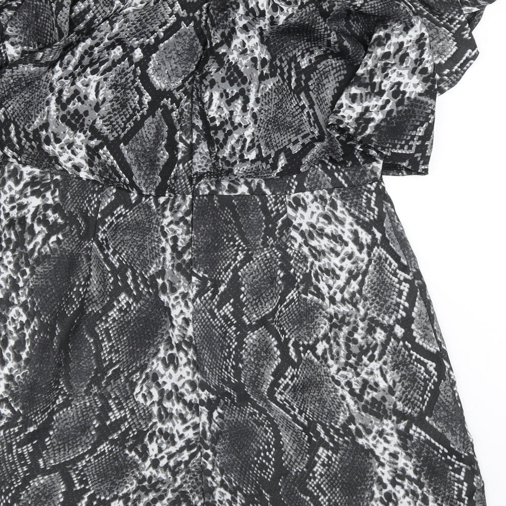 Missguided Womens Grey Animal Print  Playsuit One-Piece Size 12