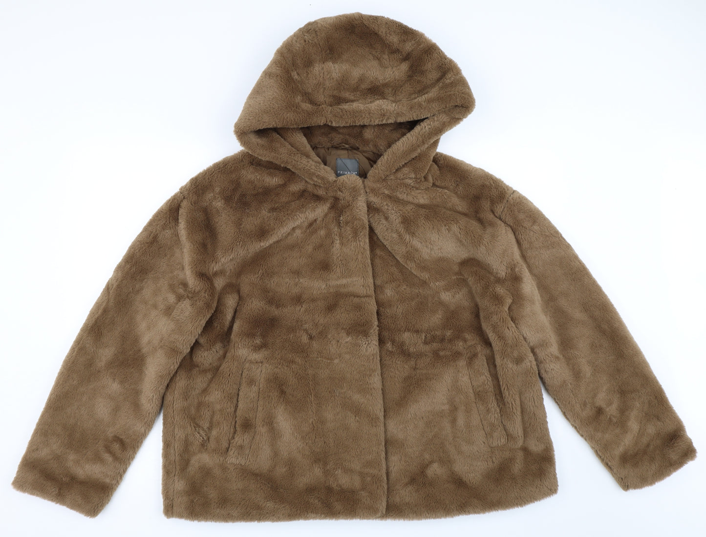 Primark Womens Brown   Overcoat Coat Size L  - Faux Fur Coat