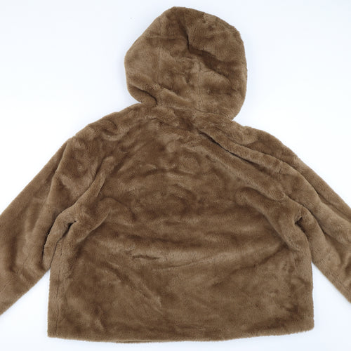 Primark Womens Brown   Overcoat Coat Size L  - Faux Fur Coat