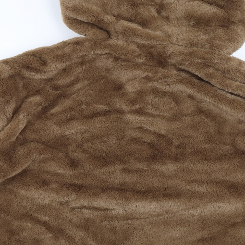 Primark Womens Brown   Overcoat Coat Size L  - Faux Fur Coat