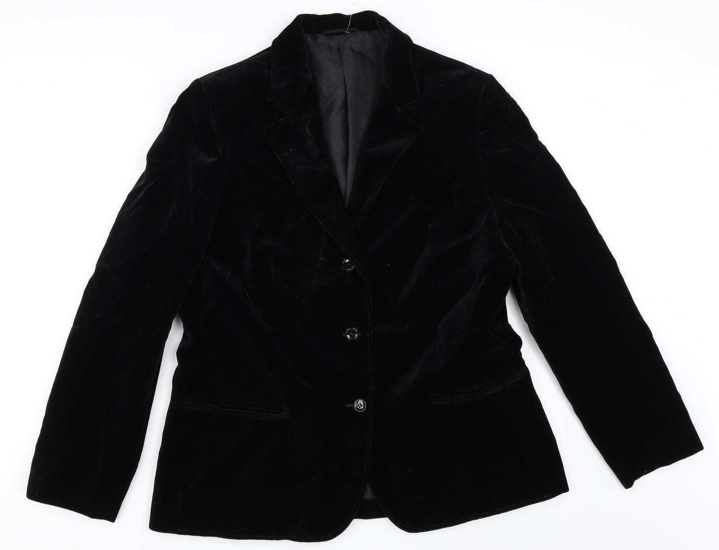 St Michael Womens Black  Velour Jacket Blazer Size 16