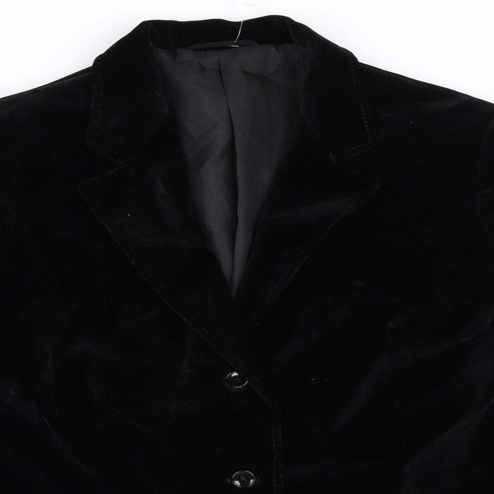 St Michael Womens Black  Velour Jacket Blazer Size 16