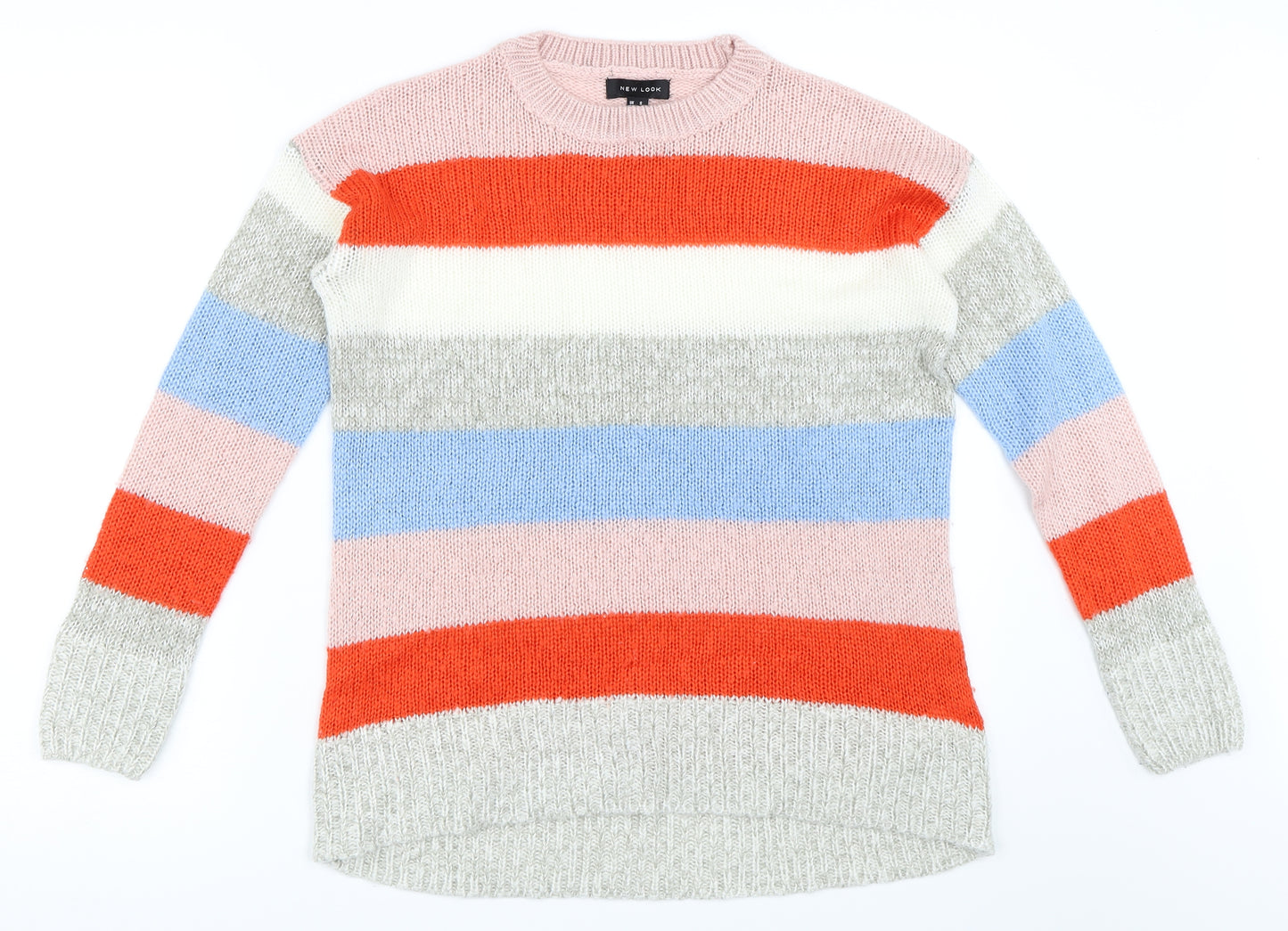 New Look Womens Grey Striped  Pullover Jumper Size S