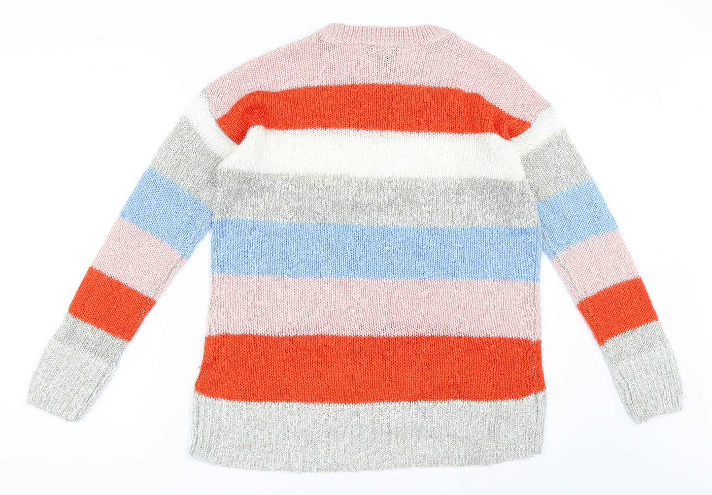 New Look Womens Grey Striped  Pullover Jumper Size S