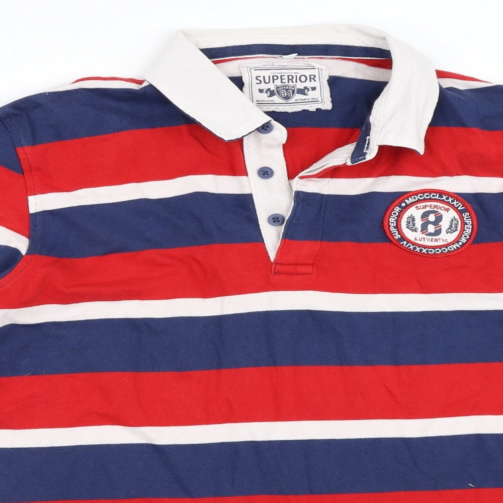 Superior Boys Red Striped  Basic T-Shirt Size 13-14 Years