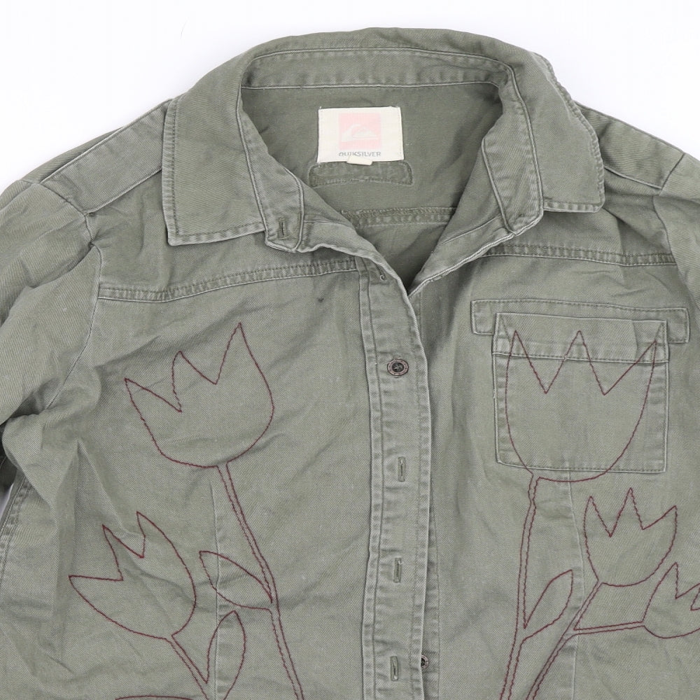 Quicksilver Womens Green   Basic Button-Up Size M