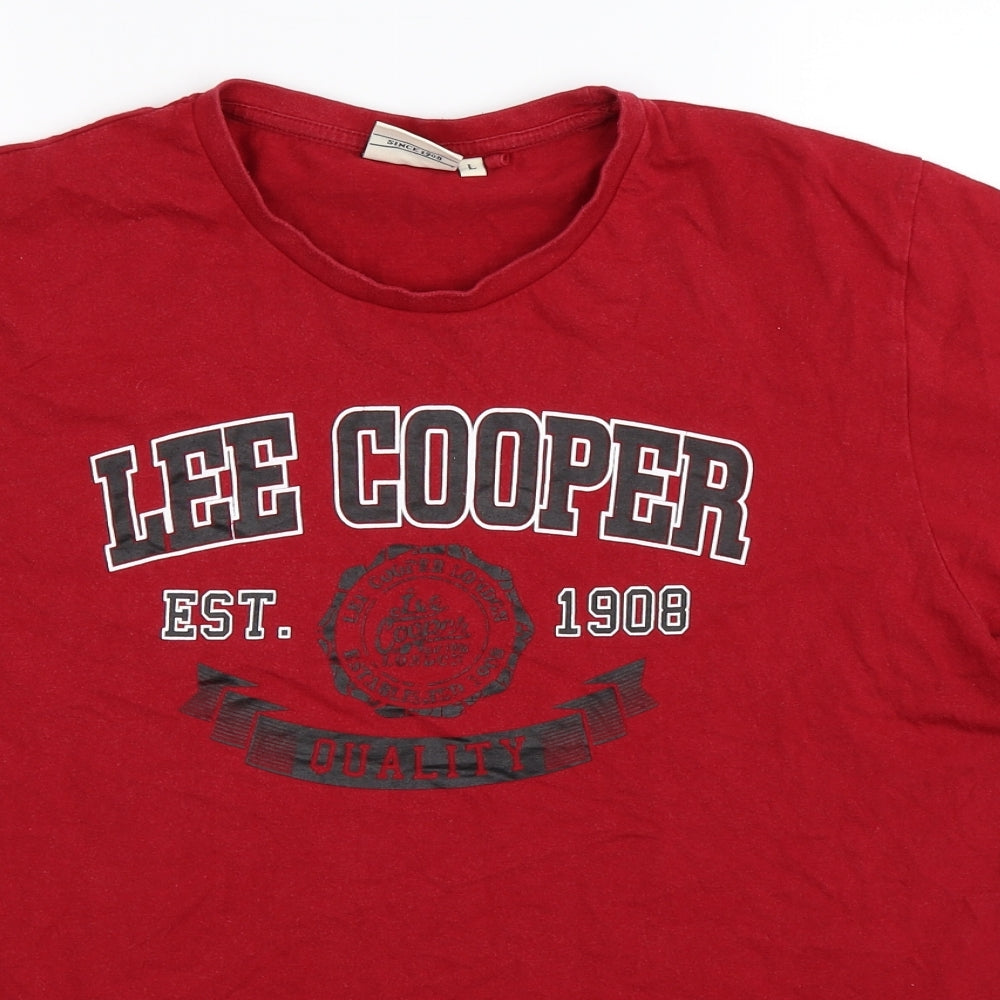 Lee Cooper Mens Red    T-Shirt Size L