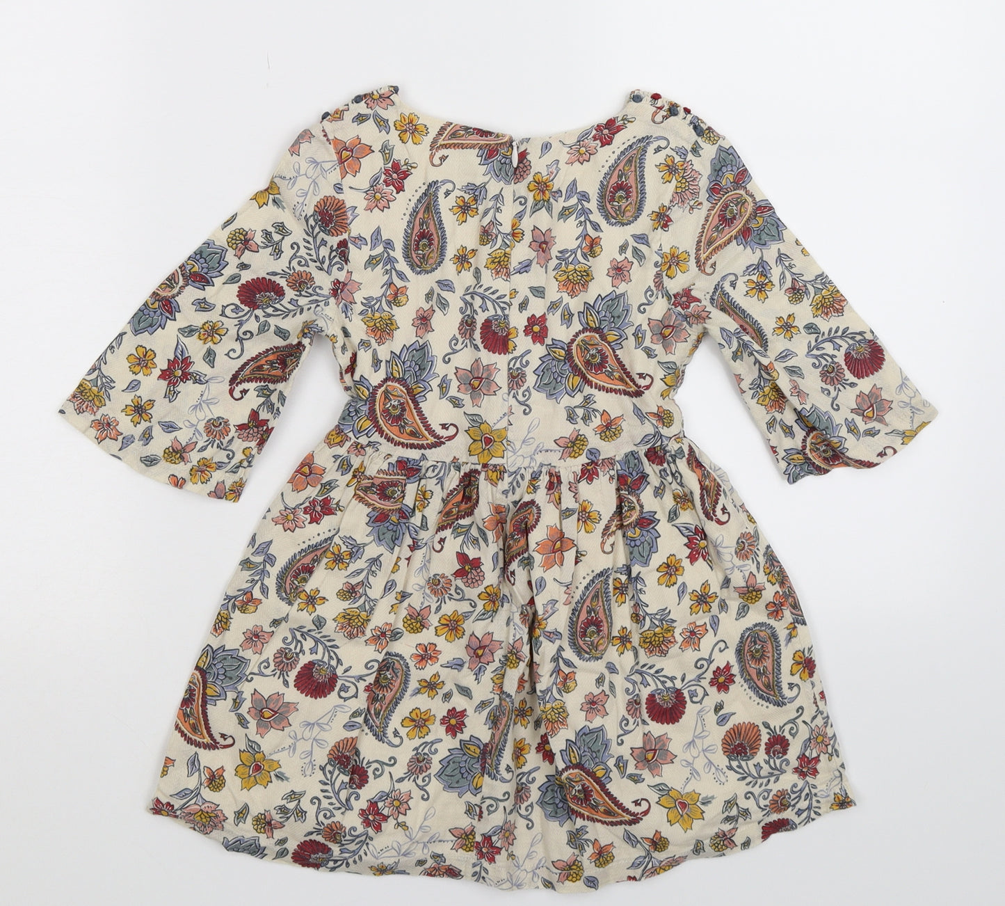Matalan Girls White Floral  Fit & Flare  Size 4 Years
