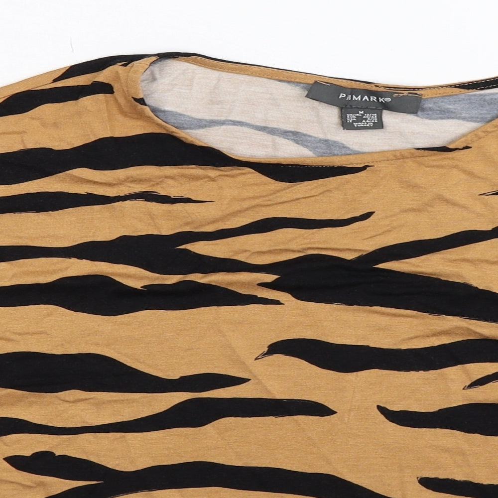 Primark Womens Beige Animal Print  Basic T-Shirt Size 14