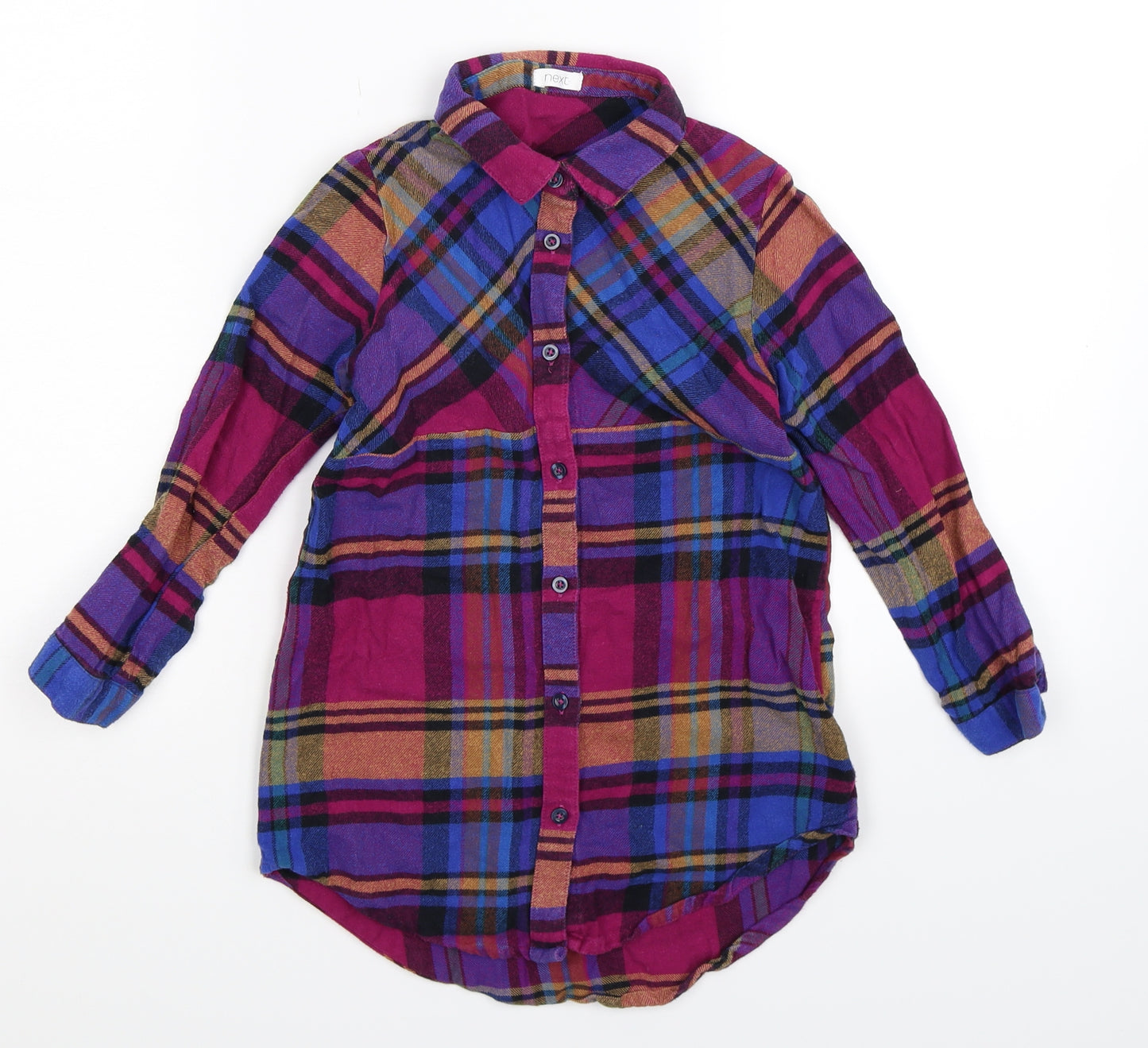 NEXT Girls Multicoloured Check  Shirt Dress  Size 6 Years
