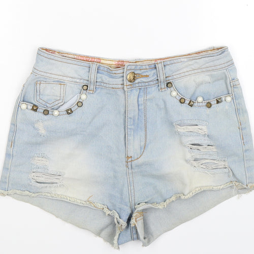 Denim Co Womens Blue  Denim Hot Pants Shorts Size 8 - Distressed