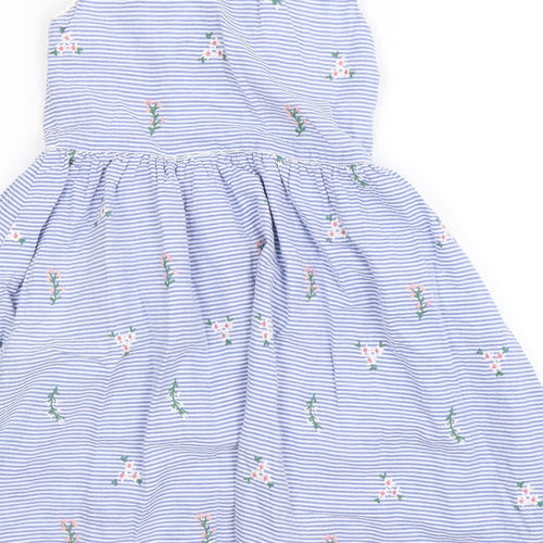 John Lewis Girls Blue Striped  Fit & Flare  Size 6 Years