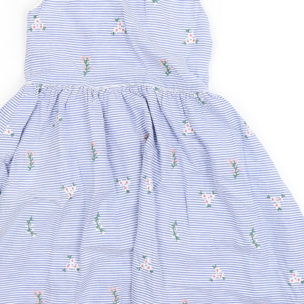 John Lewis Girls Blue Striped  Fit & Flare  Size 6 Years