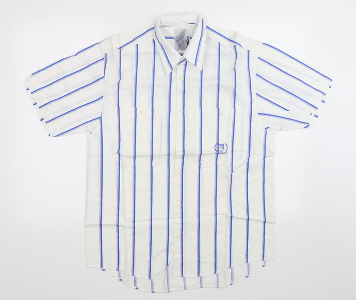 Wide Boy Mens White Striped Button-Up Size M