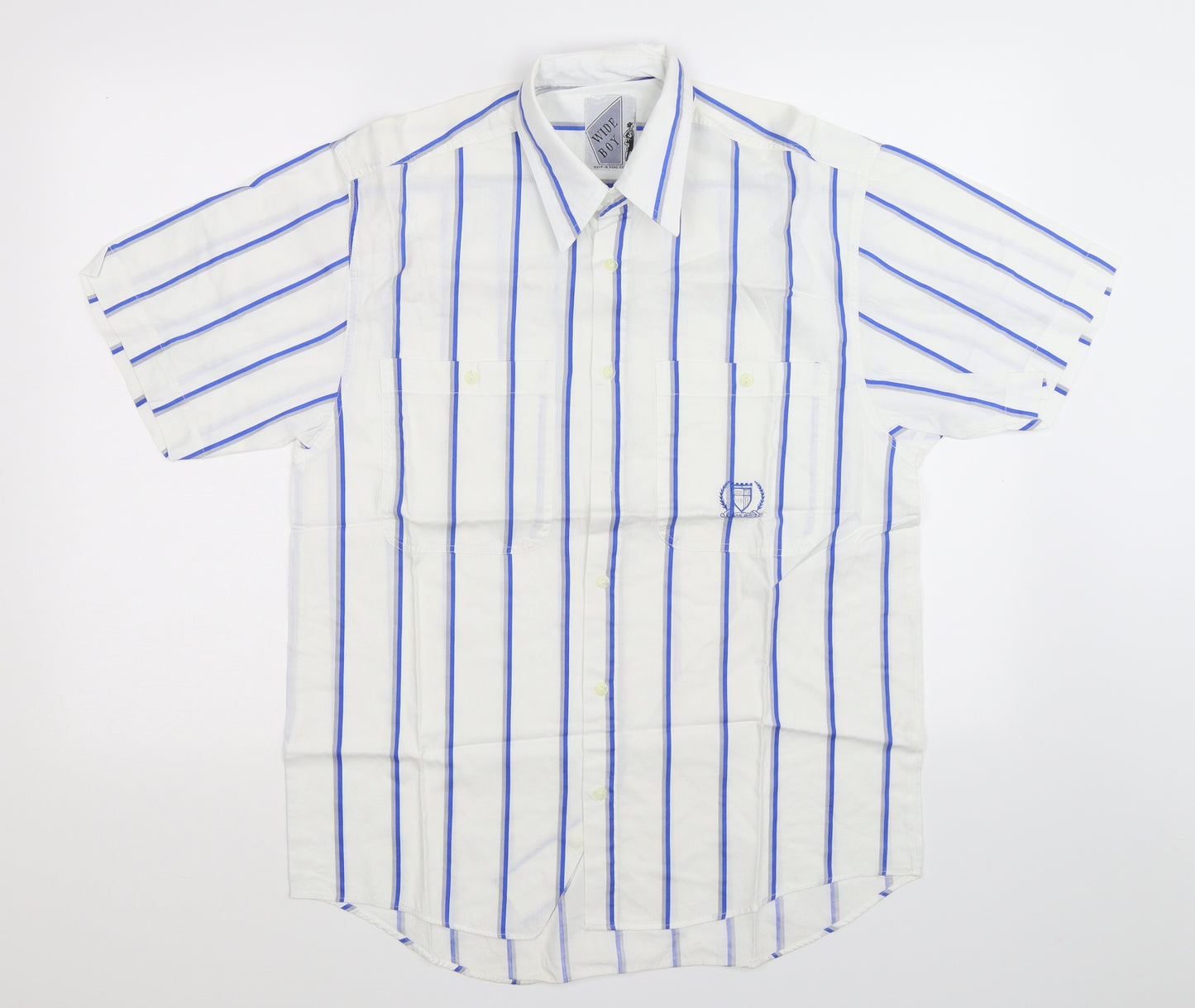 Wide Boy Mens White Striped   Button-Up Size M