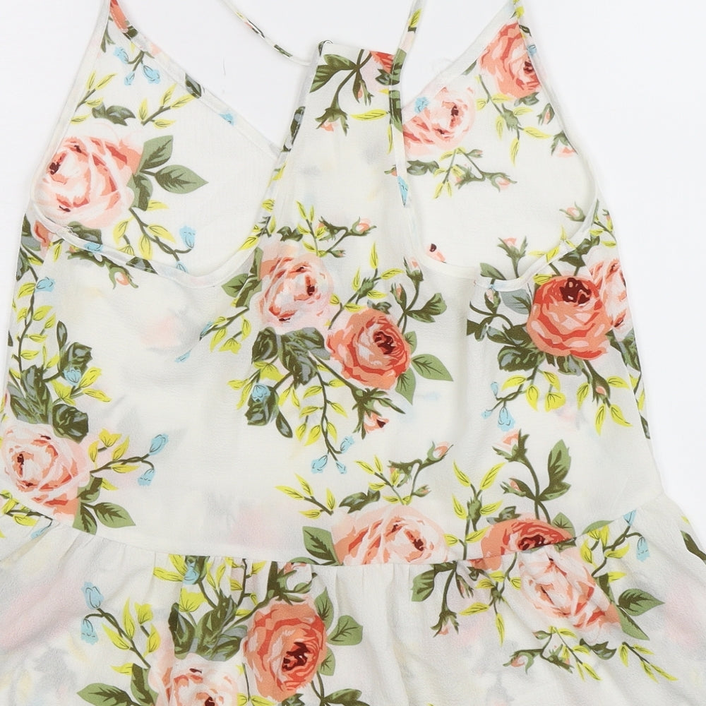 SheIn Womens White Floral  Basic Blouse Size M