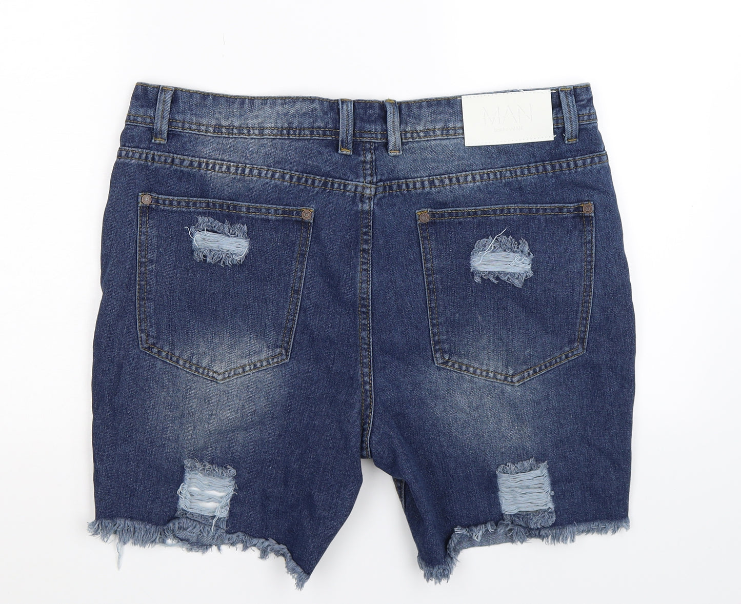 Boohoo Mens Blue  Denim Bermuda Shorts Size 38