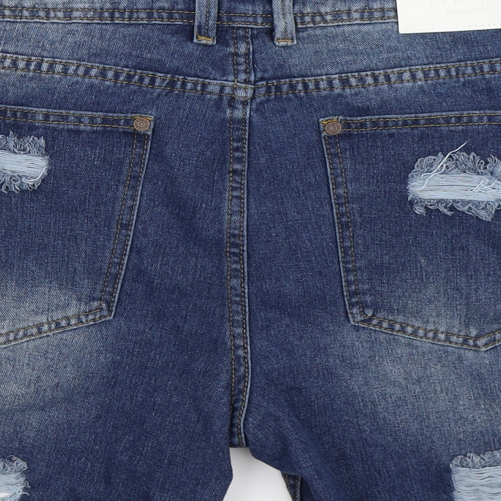 Boohoo Mens Blue  Denim Bermuda Shorts Size 38