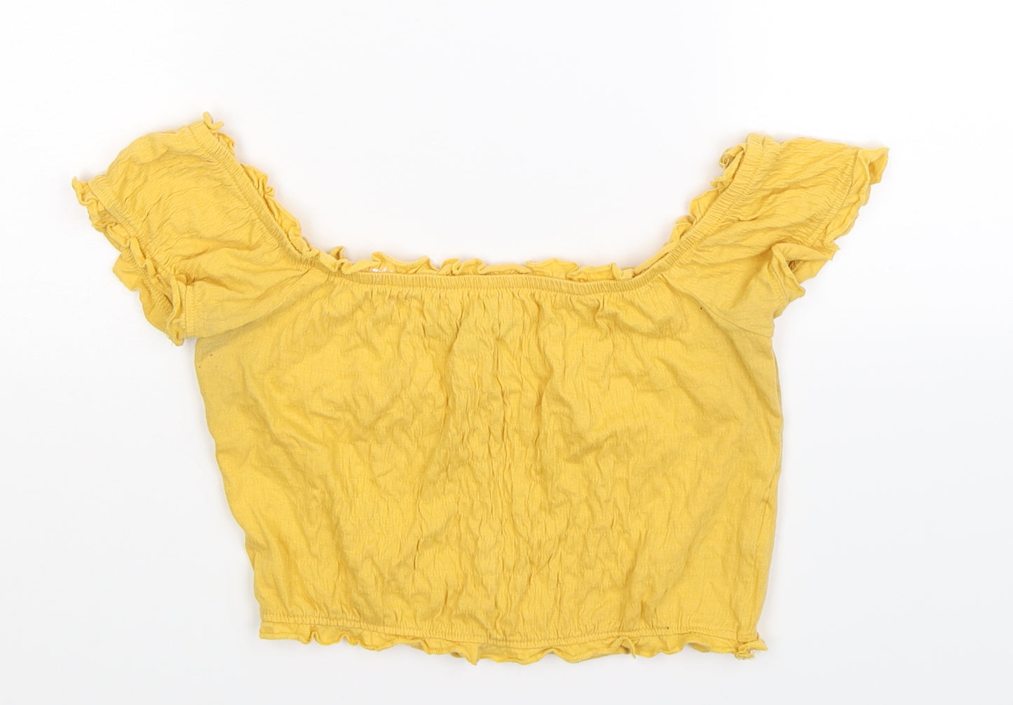 New Look Womens Yellow   Cropped T-Shirt Size 8