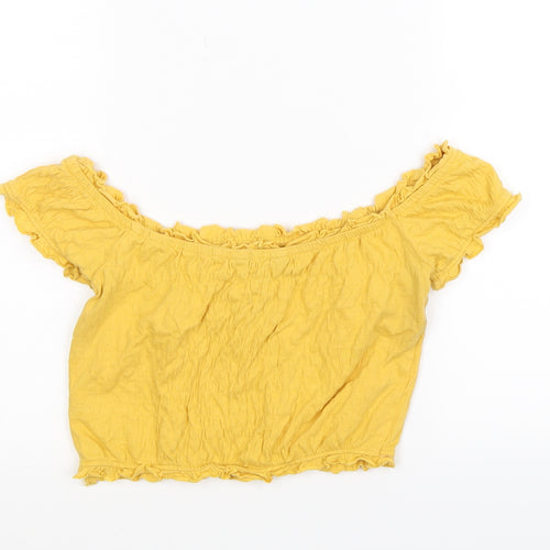 New Look Womens Yellow   Cropped T-Shirt Size 8